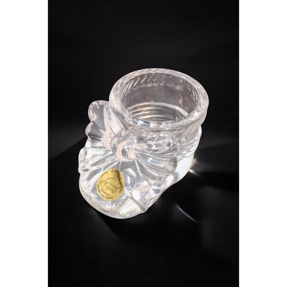 Vintage Cristal D'arques Baby Shoe Paperweight Air Plant Toothpick Holder - Picture 1 of 5